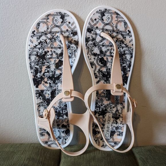 Calvin Klein Lancia Logo Jelly Beach Pool Summer Sandals 8 NEW - Picture 1 of 8